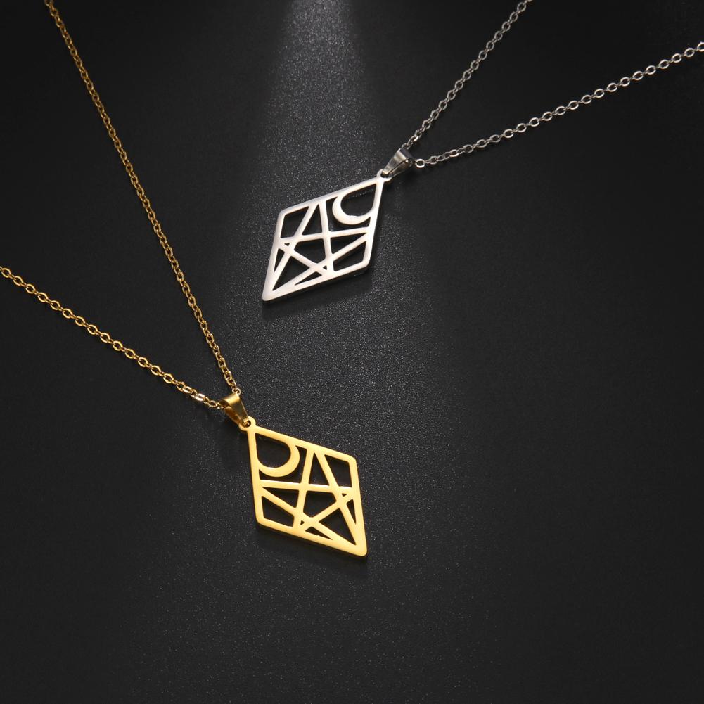 Unift Heartagram Pentacle Pentagram Necklaces for Women Stainless Steel Jewelry Fashion Geometric Pendant Neck Chain Accessories