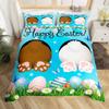 Cartoon Rabbit Duvet Cover 2/3 Pcs Easter Eggs Bedding Set,Spring Botanical Daisy Flowers Comforter Cover Twin Queen King Size