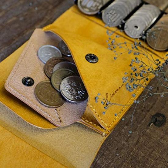 LITSTA Coin Wallet 3 (Left-Handed) with Coin Holder and Coin Purse, Italian Leather, Yellow