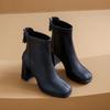 Winter Fashion Thick Heel Women Ankle Boot Fashion Square Toe Shoes Street Style Banquet Party Short Botas Mujer