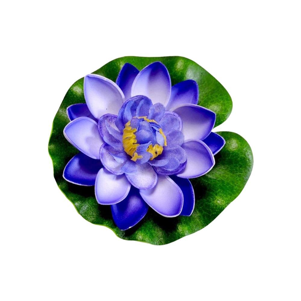 Colorful Artificial Lotus Plant Lily Leaf Fake Water Plant New Floating Water Lily  Pond Decoration синий
