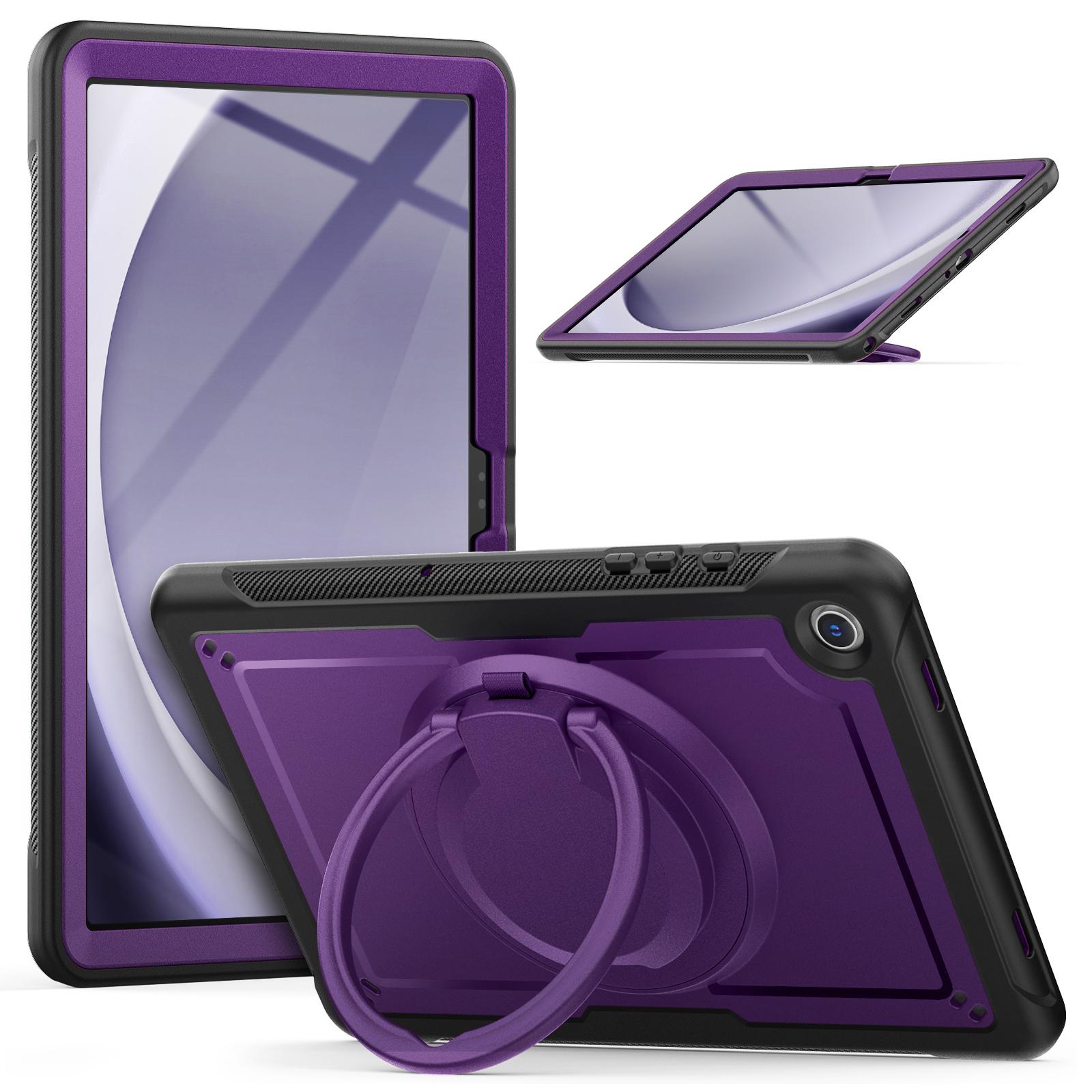 

For Samsung Galaxy Tab A9+ SM-X210/X216/X218 Case PC+TPU Tablet Cover with Kickstand,Loop Pencil Strap Purple