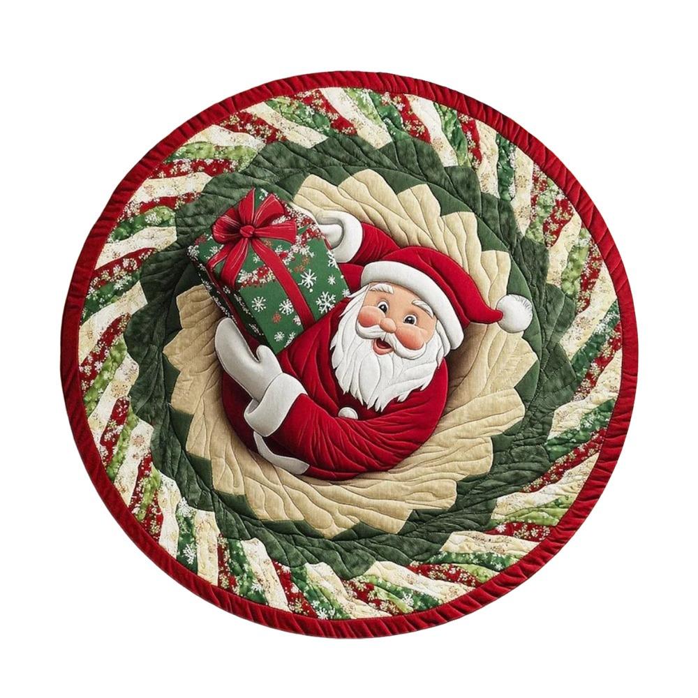 60*60cm Christmas Round Carpet 3D Special-shaped Bedroom Door Mat Santa Claus Floor Mat  Home Decor
