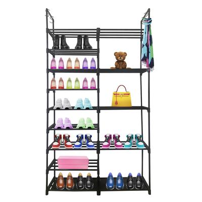 Shoe Rack, Footwear and Boots, 30 Pairs, Customizable with Side Hanger, 98x85x28cm