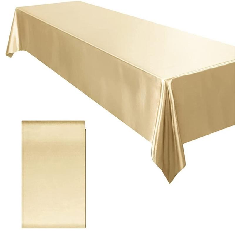 Satins Banquet Tablecloth 57 X 71 Inch Rectangular Draped Table Cover with Smooth Silky Fabric for Wedding Reception Decors