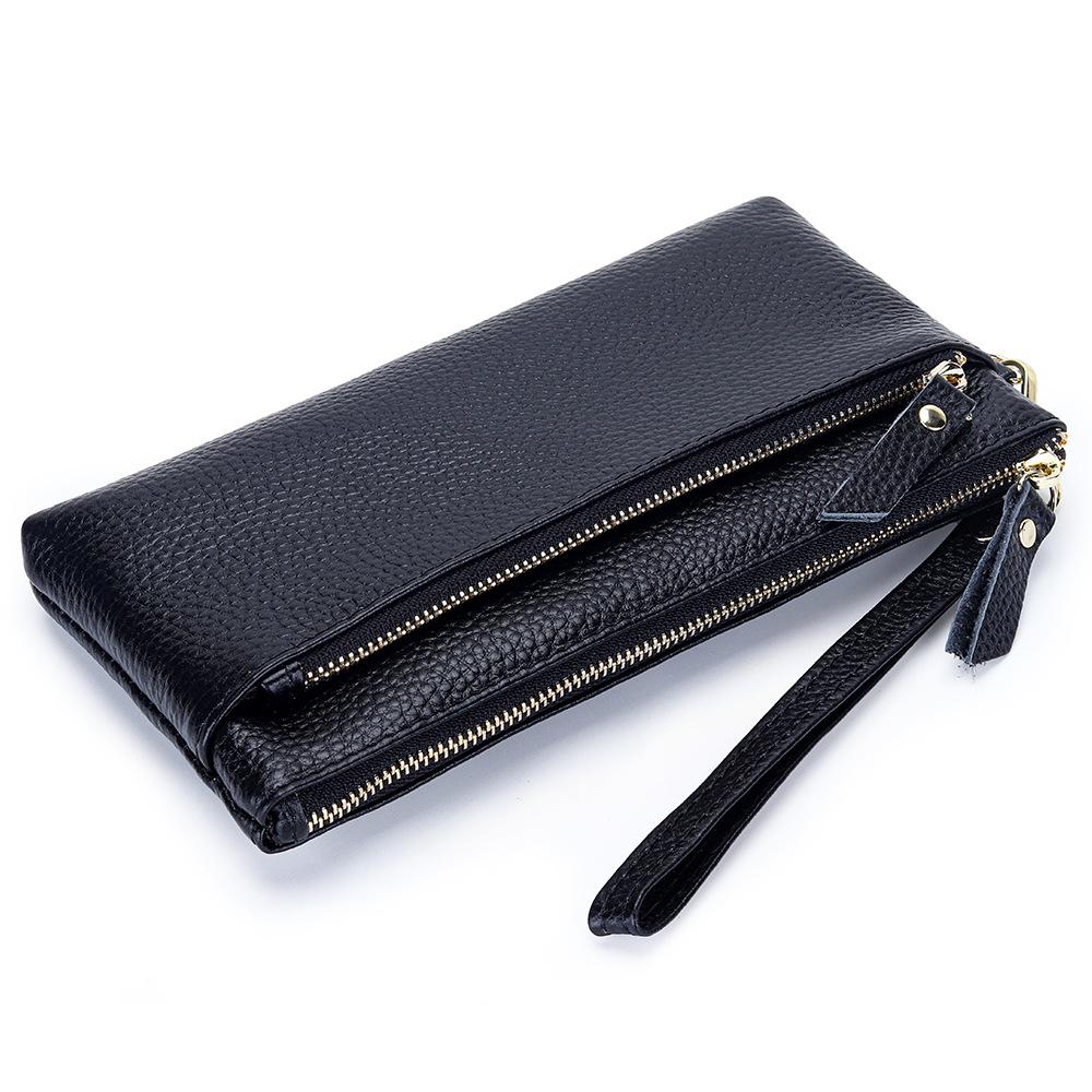 Women's Large Capacity Cowhide Clutch Wallet with Phone Storage