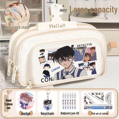 Detective Conan Kids Pencil Case Featuring Kudo Shinichi and Phantom Thief Kid - Perfect for Elementary Boys.