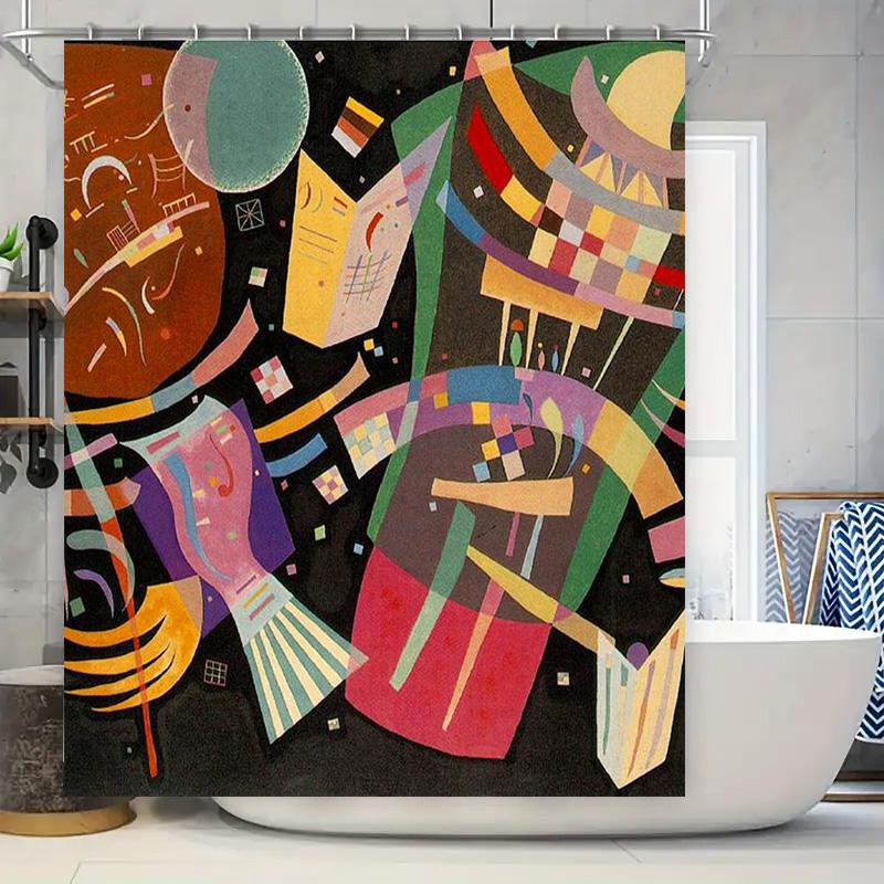 

Modern Art Shower Curtain with Colorful Geometric Patterns for Bathroom Decor Trendy Home Decoration for Kitchen or Bath Room Un 90x180cm