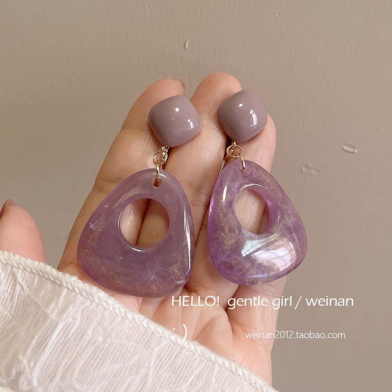 

Purple Geometric Elegant Hong Kong Style Retro Non-Piercing Ear Clip Fancy Niche Earrings Earrings Ornament A pair of stud earrings