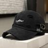 Retro Baseball Cap with Ripped Letters Sun Protection Men's Peaked Cap Trendy Asher Design Adjustable Size