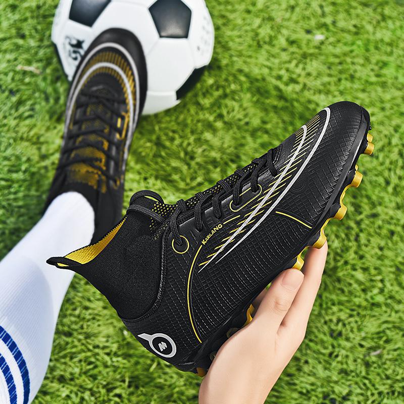 Buy Men Football Boots Long Spikes FG Kids Soccer Shoes High Ankle