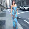 Winter Women's Long Dress Street Style Slim Print Design Sense of Halter Dress