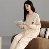 Pajamas Ladies Autumn And Winter Pure Cotton Thickened Warm Long Sleeve Air Cotton Interlayer Wear Loungewear Set