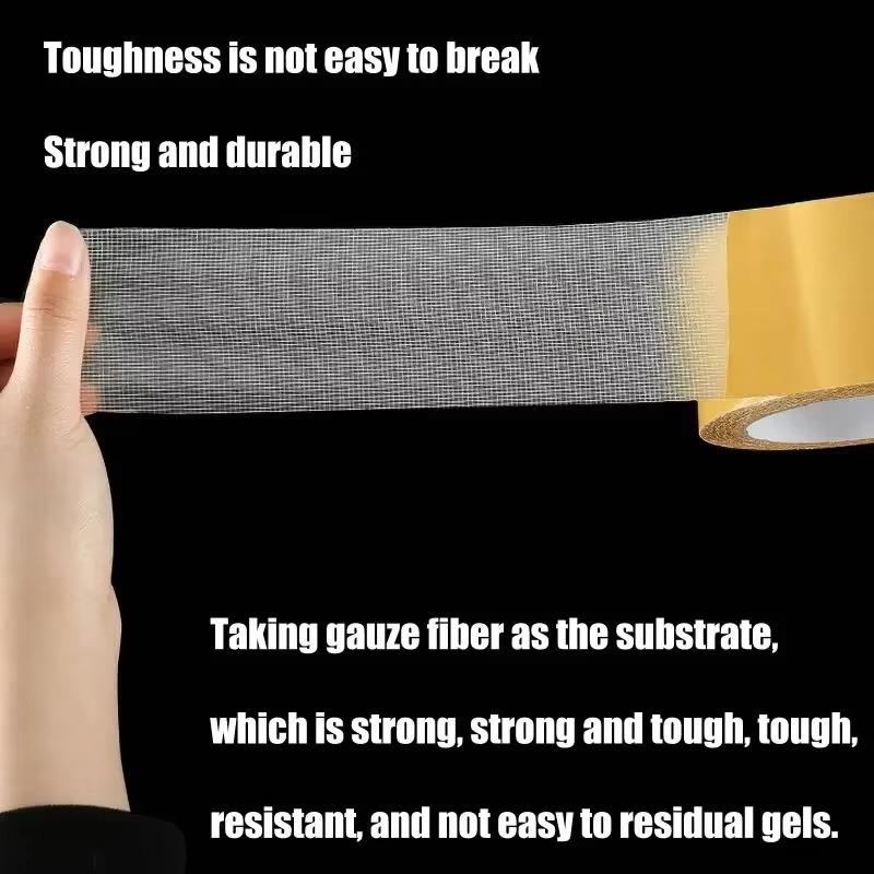 5M Strong Double Sided Cloth Base Tape Translucent Mesh Waterproof Super Fixation Traceless High Viscosity Carpet Adhesive