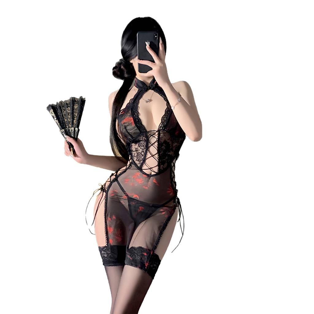 Erotic underwear sexy cheongsam uniform pure desire temptation pajamas qqny abstinence tie free suit