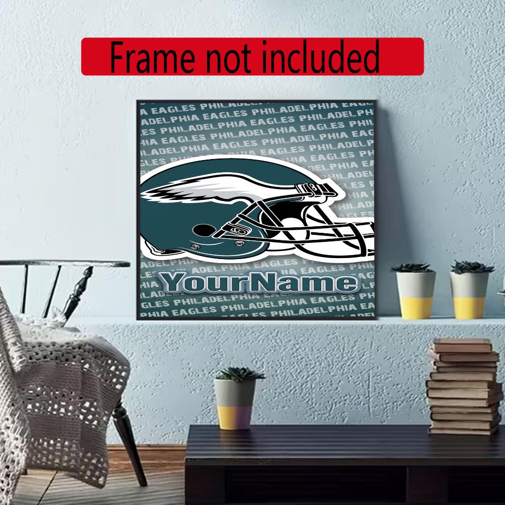 Philadelphia Eagles Personalized Name Diamond Paintings Mosaic Wall Round Diamond Art Painting Kits Embroidery Crystal Accessories Frameless