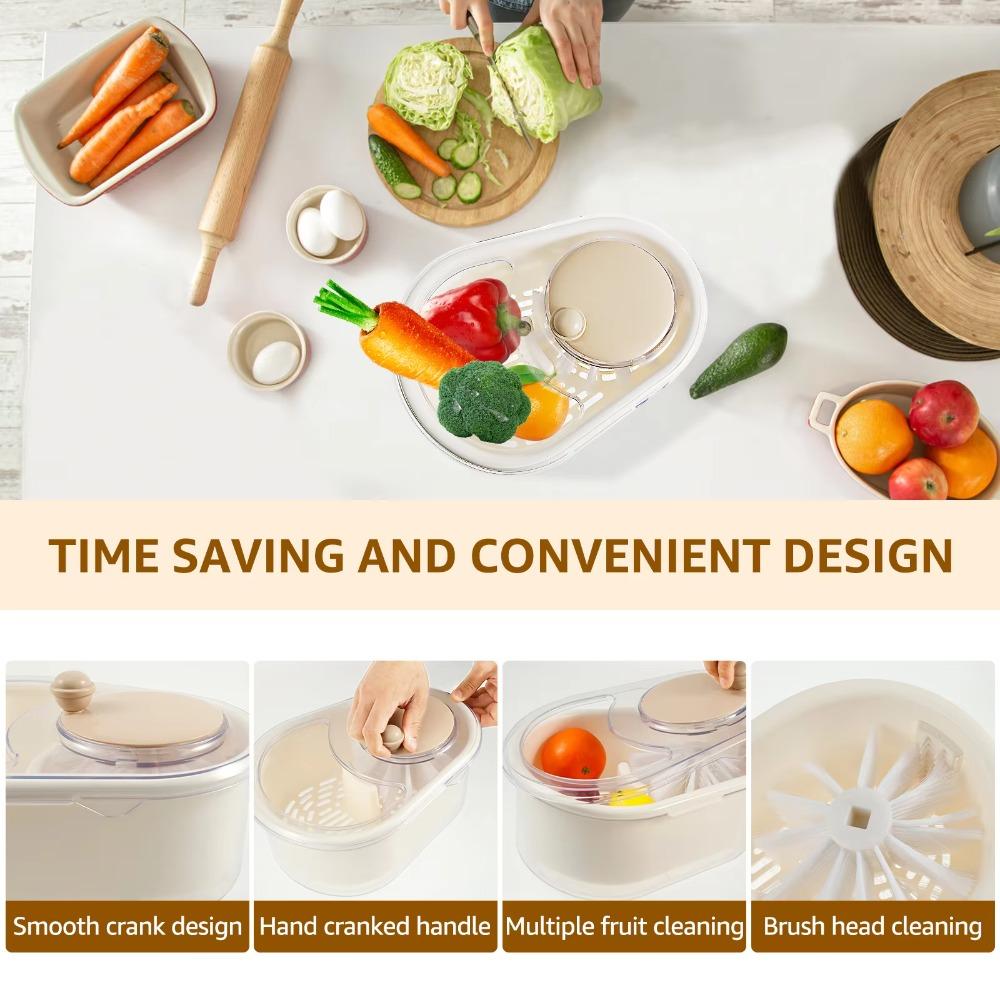 Manual Vegetable Fruits Cleaner Basket Hand Crank Vegetable Drain Basket Salad Spinner  Winter