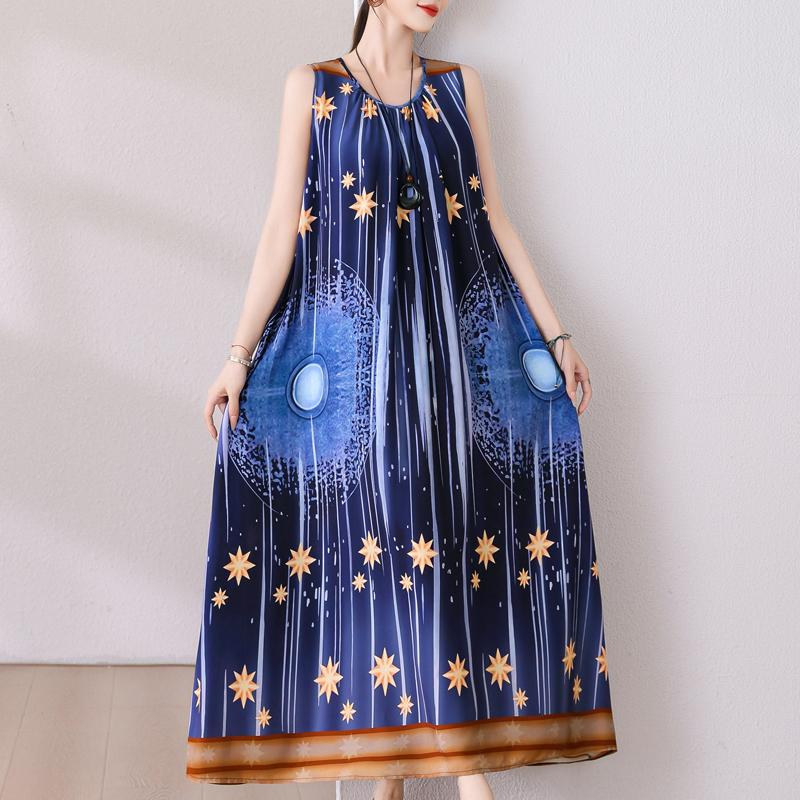 Plus Size Summer Long Dress for Women Clothes Elegant Sleeveless Loose Casual Dress