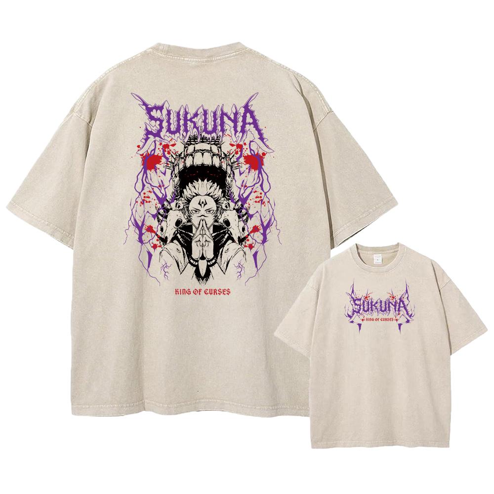 Anime Acidové tričko Jujutsu Kaisen Gojo Satoru Trička Vypraná Pánská Dámská Bavlněná Trička Ryomen Sukuna Retro Topy
