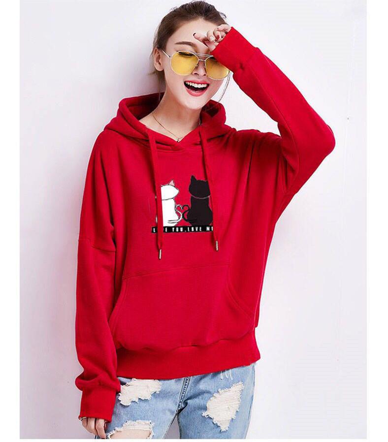 2026 Autumn Women's Korean-Style Oversized Hoodie with Velvet