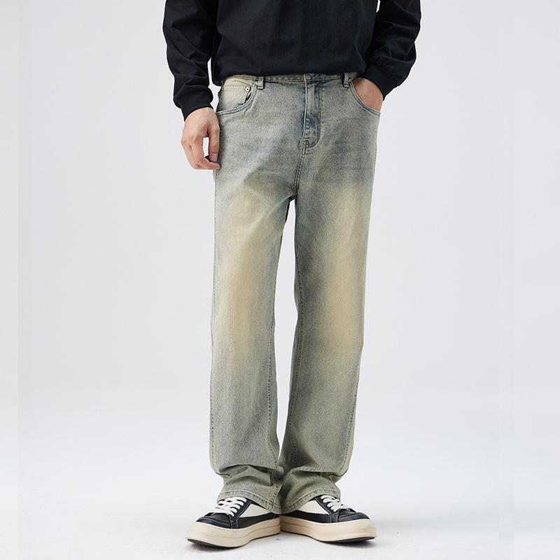 High Street Old Spring New Jeans Men's American Retro Straight-Line Slim Pants