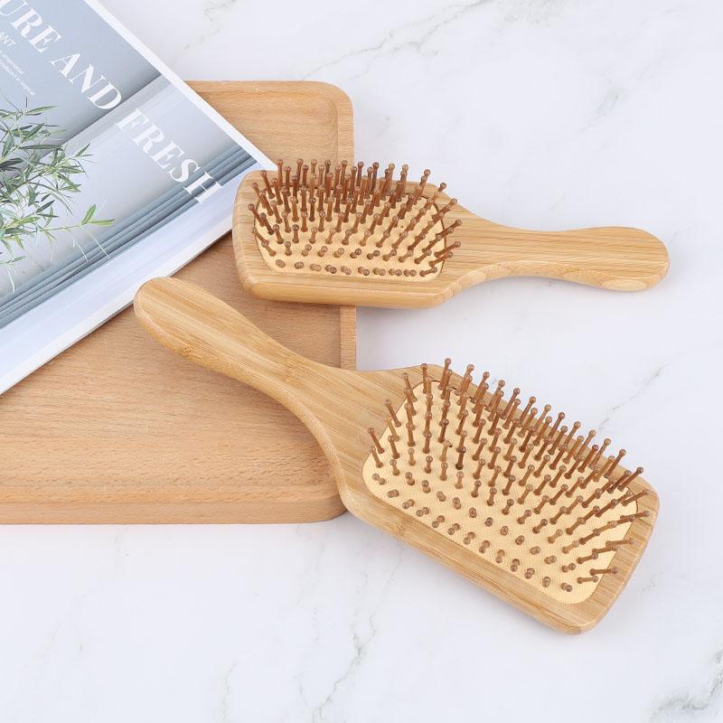 Custom Logo Bamboo Hair Brush Eco Friendly Wood Bamboo Detangling Paddle Hair Brush