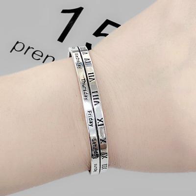 Neue kreative römische Ziffer Armbänder 925 Sterling Silber Schmuck Persönlichkeit Persönlichkeit Englisch Alphabet Öffnung Armreifen TYB122