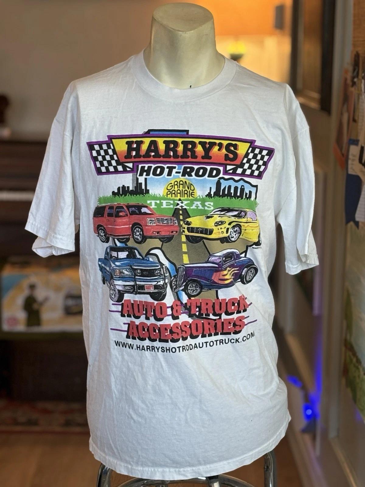 Vintage Y2K Harry’s Hot Rod Grand Prairie Texas T-shirt Men’s Large Truck White M