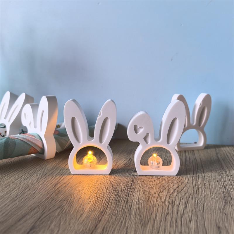 New Bunny Shape Napkin Holder Silicone Mold Rabbit Ear Ornament Plaster Molds Hollow Rabbit Gypsum Concrete Casting Resin Mould