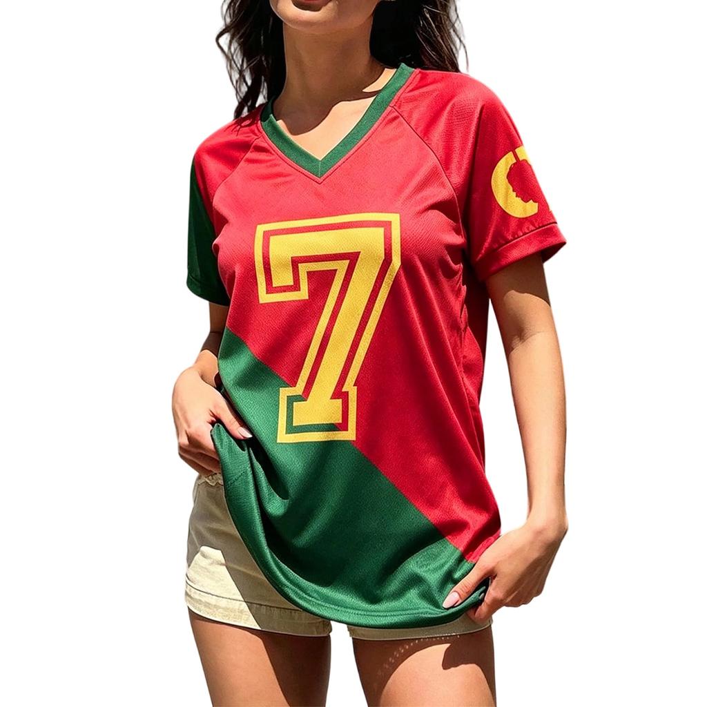 Women's V-Neck Soccer for Fans Retro Football Top
