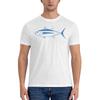 Cute Albacore Tuna Fish In Aegean Blue And White Straight Leg Tshirt Minimalist Commuting Classic Colors Tees