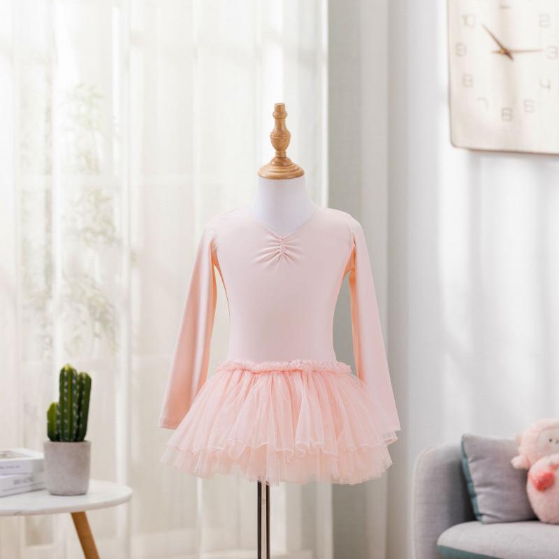 

Dress for girls dance costume Ballet woman artistic gymnastics body ballet dance wear frocks for girls bow tutu skirt suit 110 розовый