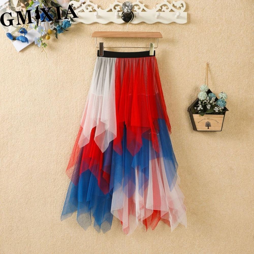 GMXIA Women's Fashion Casual Solid Color Print Summer Spring Skirts