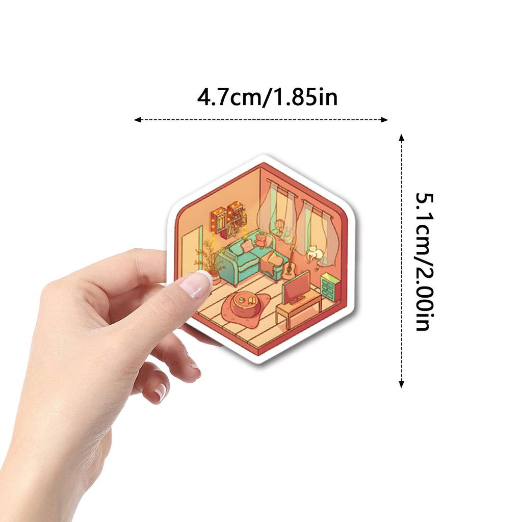 55 New Lsometric Room Graffiti Stickers Decorate Laptop Suitcase Mobile Phone DIY Stickers