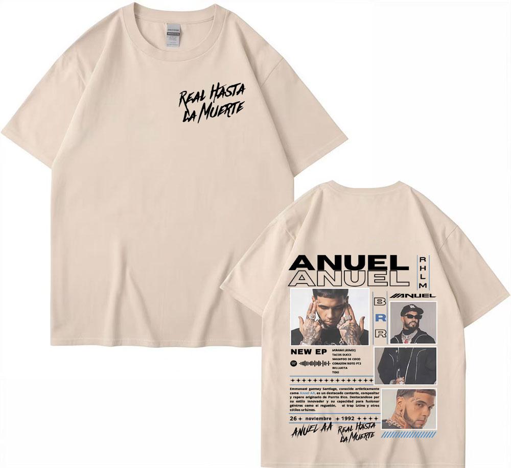 Rapper Anuel AA Real Hasta La Muerte Tour 2025 Cover T Shirt Unisex Hip Hop Tshirt Tops Short Sleeve Oversized T Shirts Streetwear