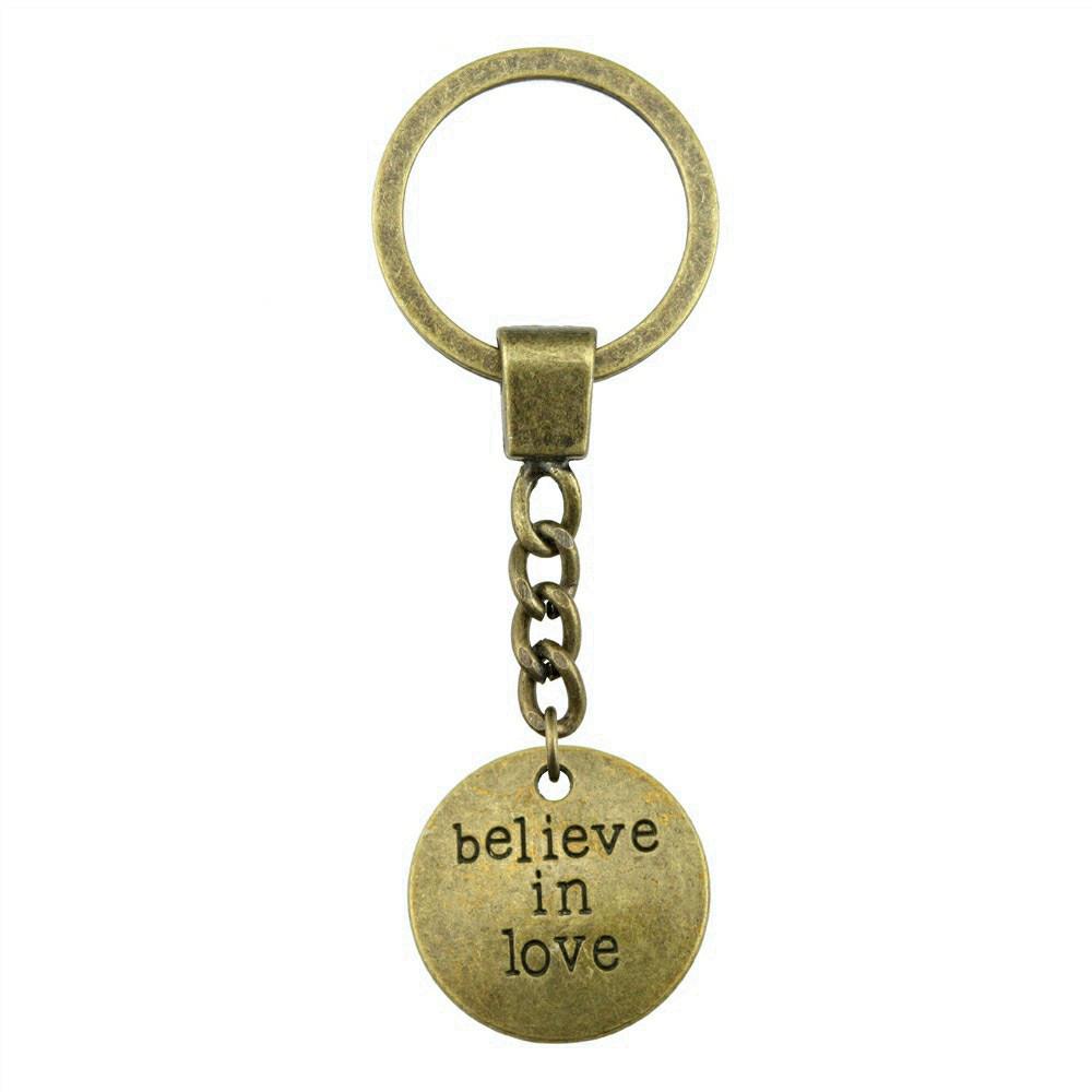 OM Symbol Letter Keychain Tags Yoga Themed Charm Key Holder 30mm Ring