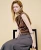 Nigaennikol Draped Shirring Sleeveless Top_Brown