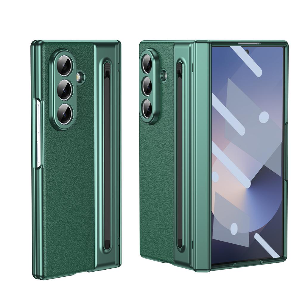 leather Case for Samsung Galaxy Z Fold 8 Ultra ZFold 7 6 5 4 3 W25/Fold SE(Slim) Hinge Protection Shell with Screen Film&pen
