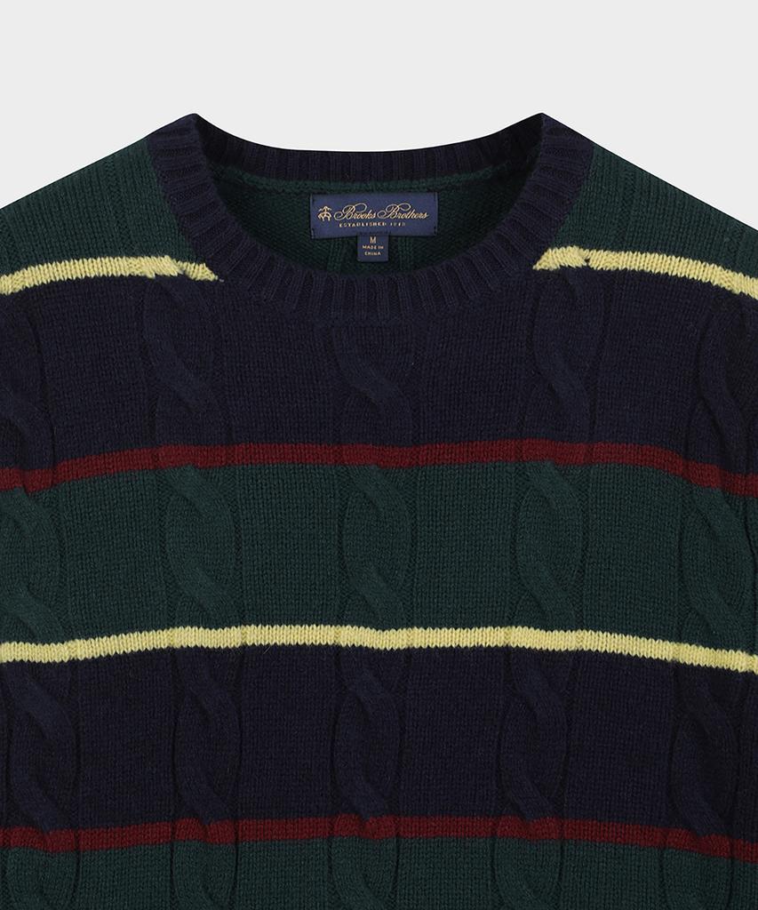 BROOKS BROTHERS Archive Cable Stripe Sweater (Multi) (Bbwrmm3889Wew)