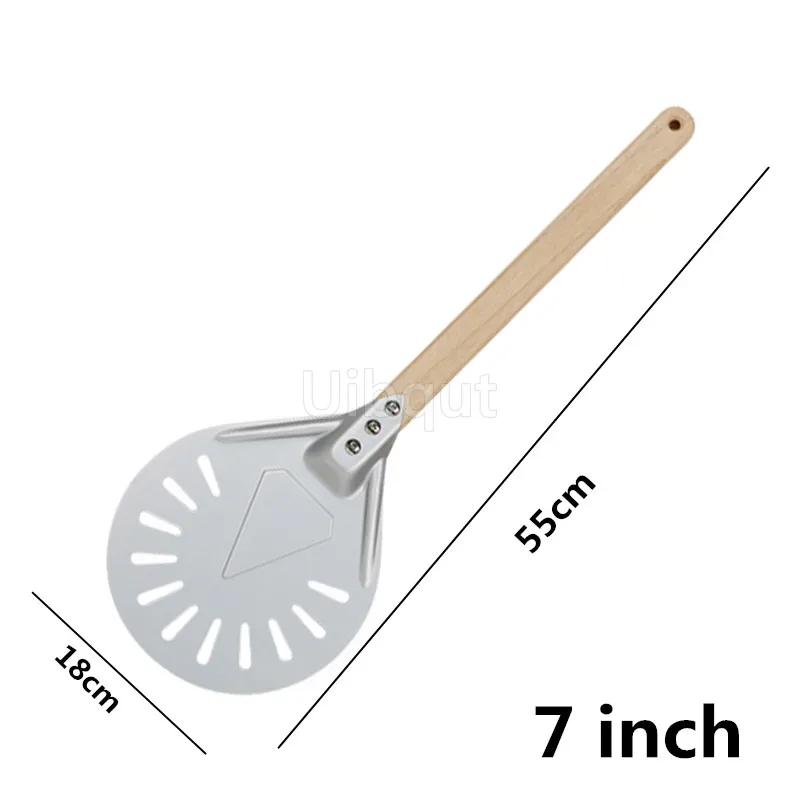 7 8 9 inch Perforated Pizza Turning Peel Pizza Shovel Aluminum wooden handle Peel Paddle Short Pizza Tool Non Slip Handle