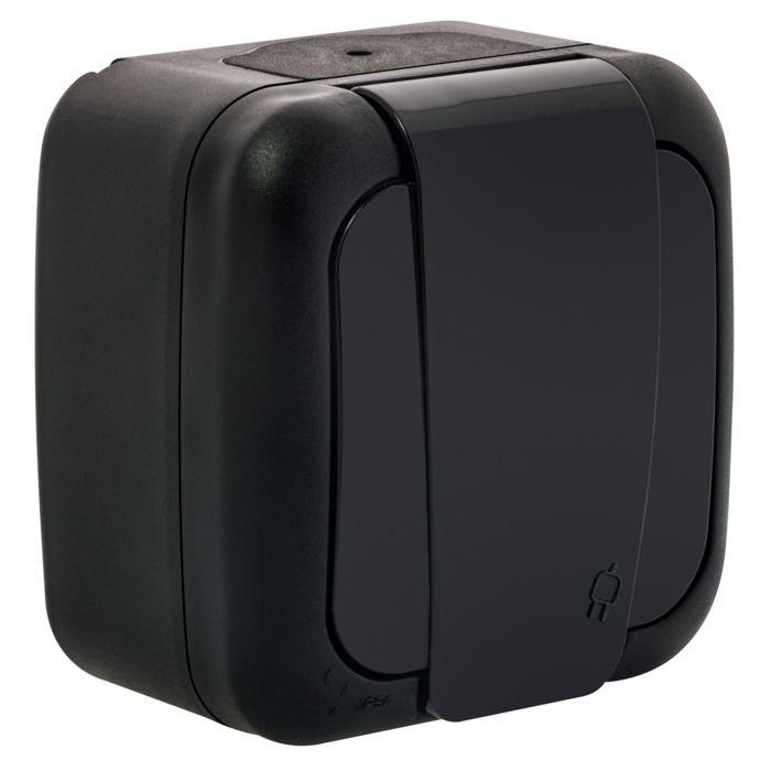 Wasserdichte schwarze 2P+T-Steckdose