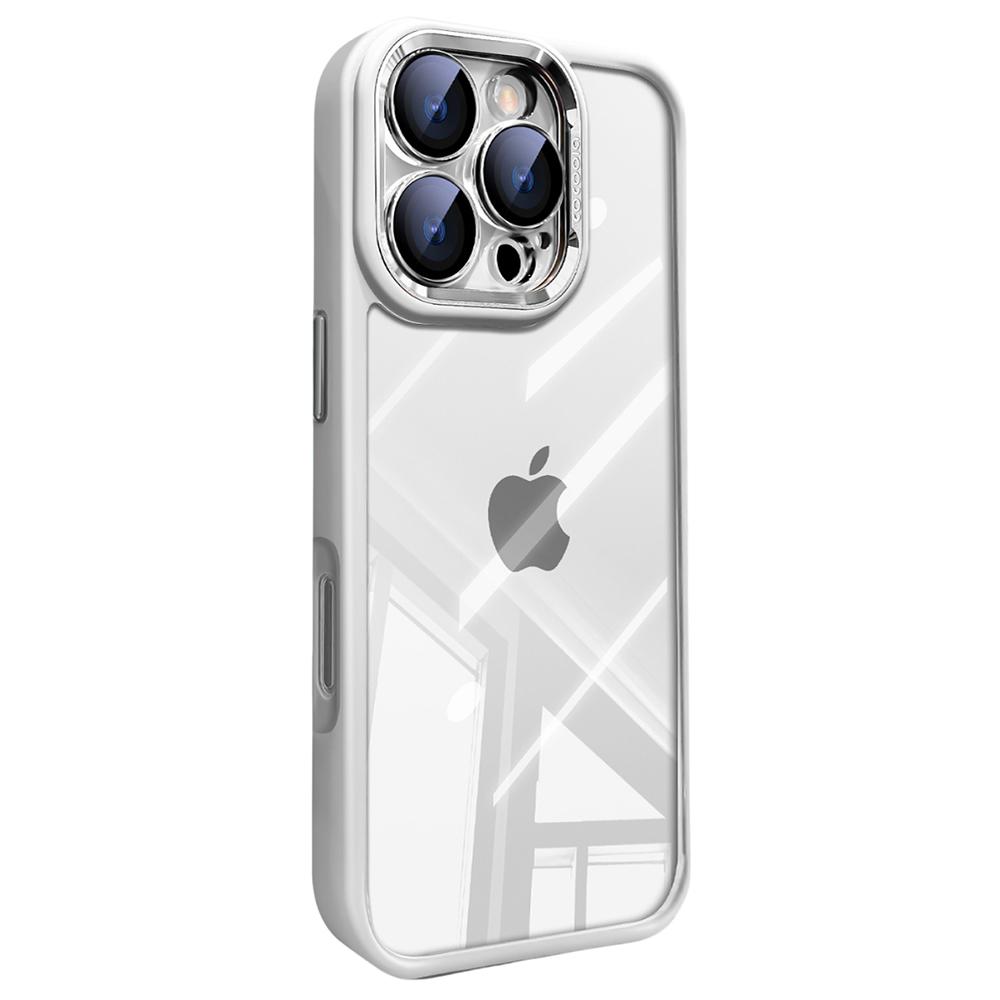 For iPhone 16 Pro Max Case PC+TPU Transparent Phone Cover with Detachable Camera Lens Film