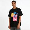 Cartoon Juice Cup Print T-Shirt Summer Fresh Funny Style Casual Breathable Cotton Top For Adults Kids Pure Cotton T-shirt