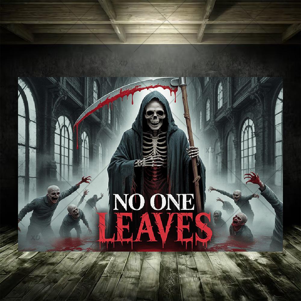 Grim Reaper Horror Halloween Party Decoration Background Spooky Graveyard Cemetery Backdrop Cosplay Photo Booth Studio Banner