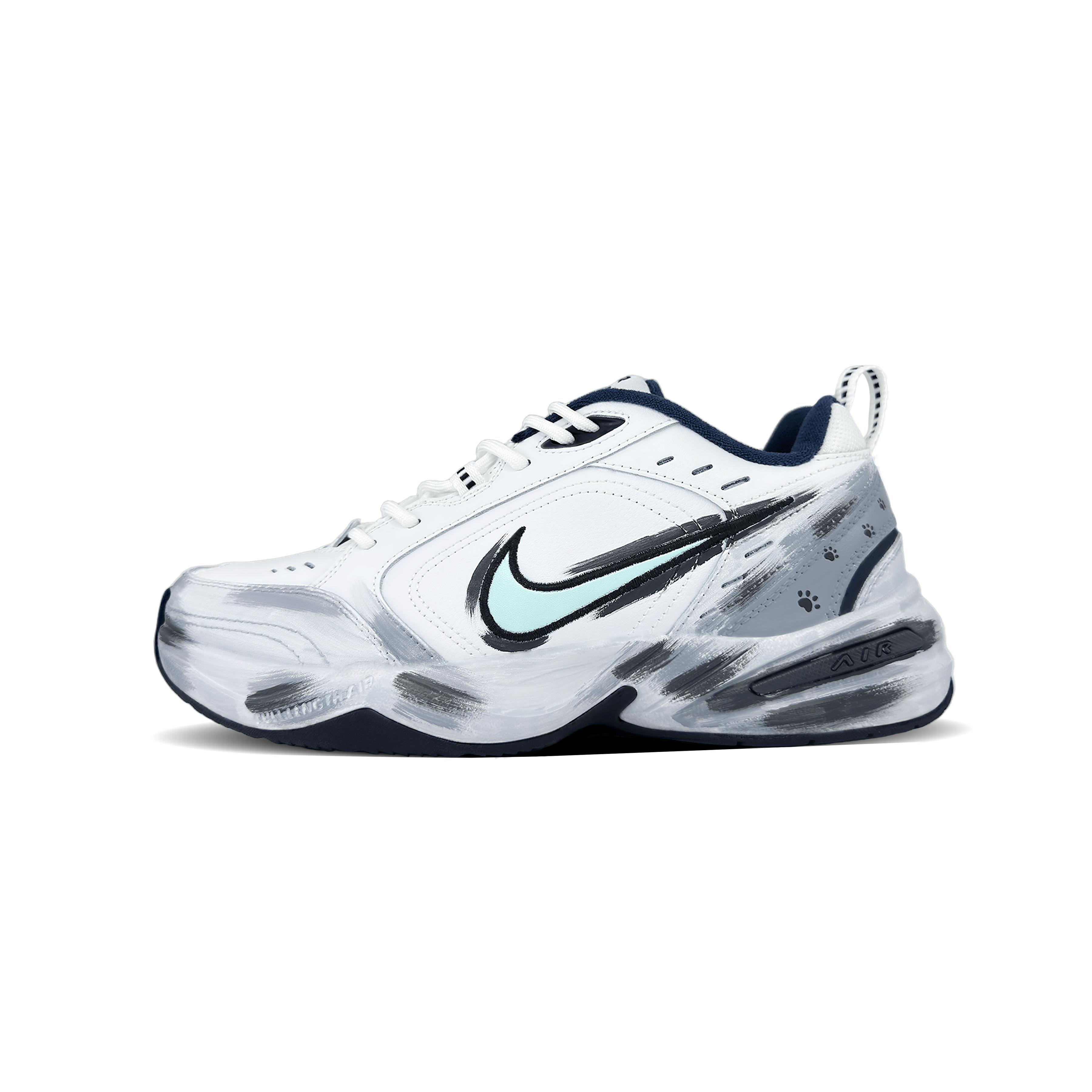 

Nike Air Monarch 4 Spiritual Gaze Abrasion Resistant Low top Chunky Sneakers Men s Black Gray 415445-102(Team305-) 42
