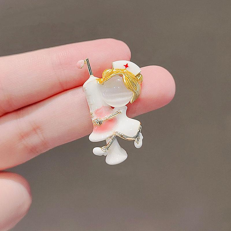 White Angel Female Nurse Brooch Trendy Gender Pin Collar Brooches Badge Accessories
