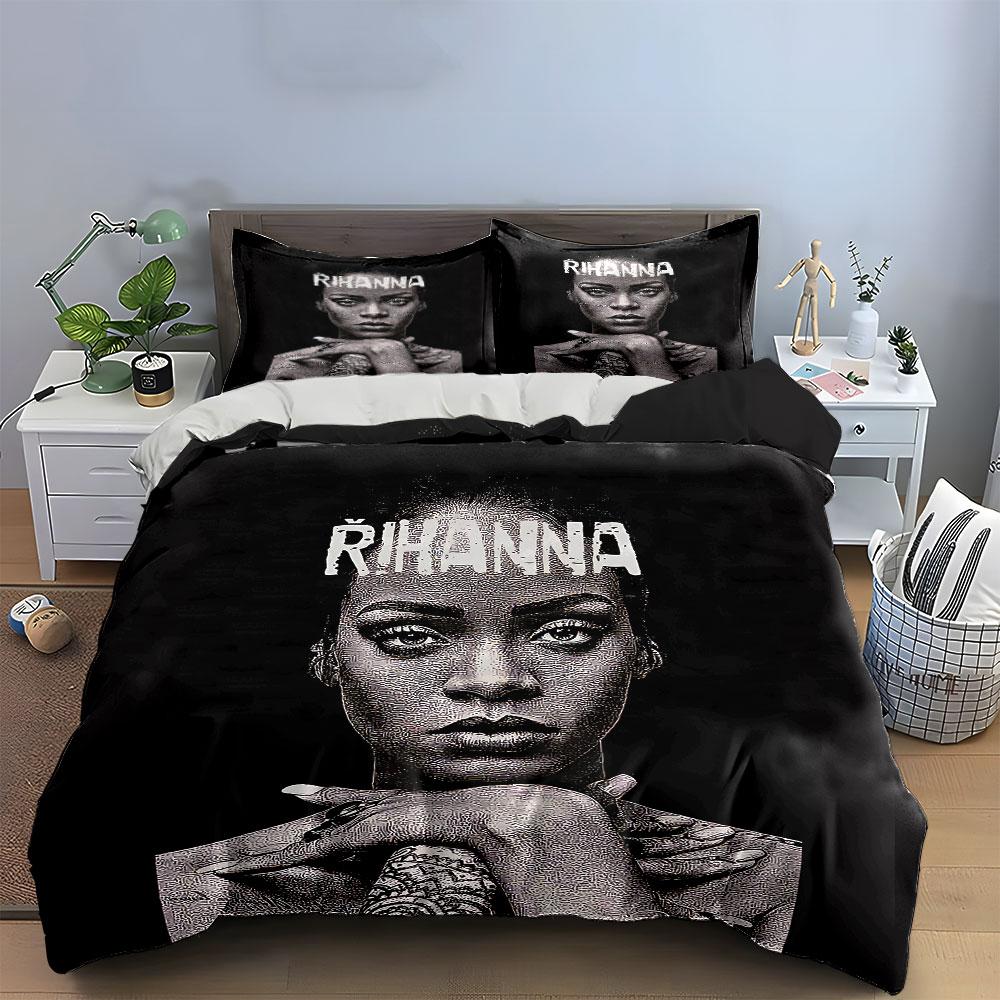 Black and White Female Portrait Bedding Duvet Cover Set Duvet Cover Pillowcases (1*Duvet Cover 2*Pillowcases, without duvet insert)
