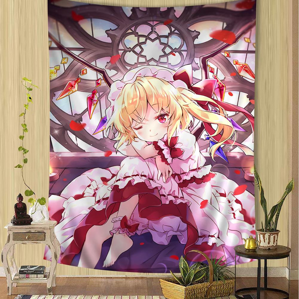 Touhou Project Flandre Scarlet Wandteppich Anime Wandteppich Tarot Hippie Wandteppiche Schlafsaal Wandbehang Laken DIY Wand für Schlafzimmer