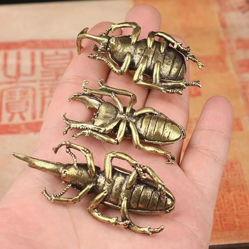Brass Unicorns Beetles Figurine Retro Tea Pet Ornament Desk Decoration Collectible Gift Home Decor Home Accessories Fairy Garden