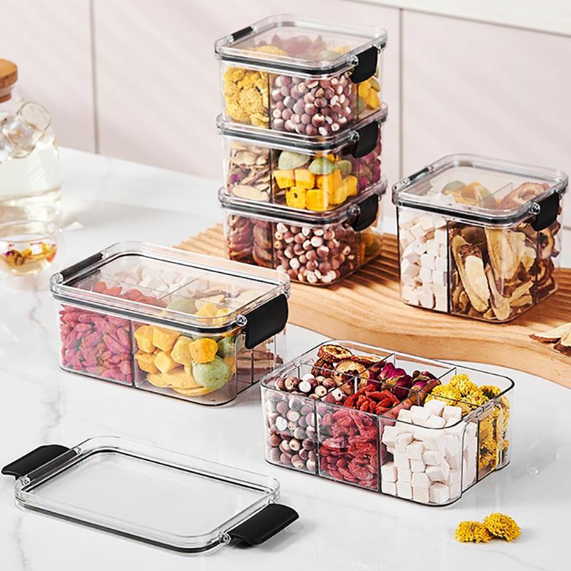 Divided Plastic Food Storage Containers Clear Organizers With Airtight Lids Seal Jar For Snacks, Dried Fruits Home Items